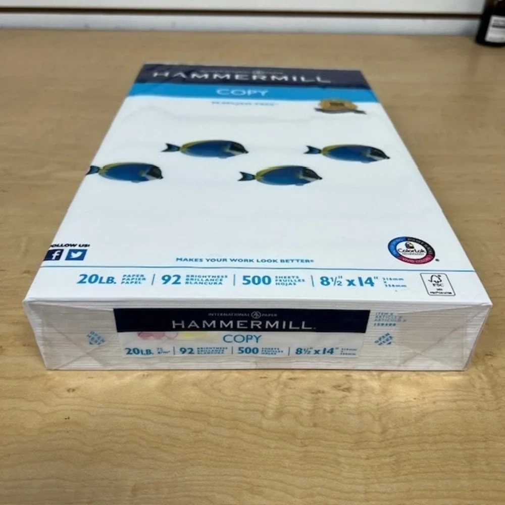 HAMMERMILL A4 (8.5 x 14) in‎ Copy Paper - White (500 Sheets) 92 Brightness NEW